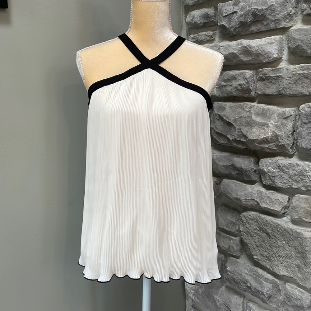 Dora Landa halter blouse, cream/black, size S, NWT